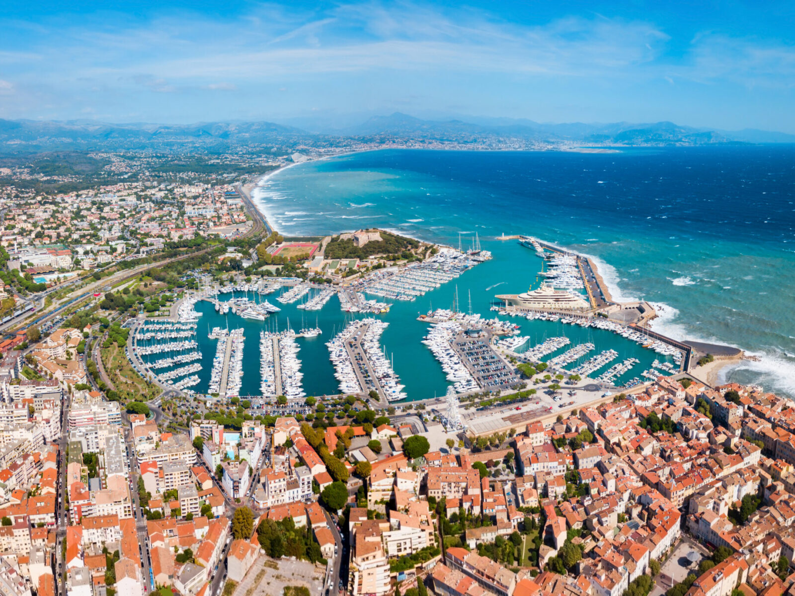 Antibes,Port,Aerial,Panoramic,View.,Antibes,Is,A,City,Located
