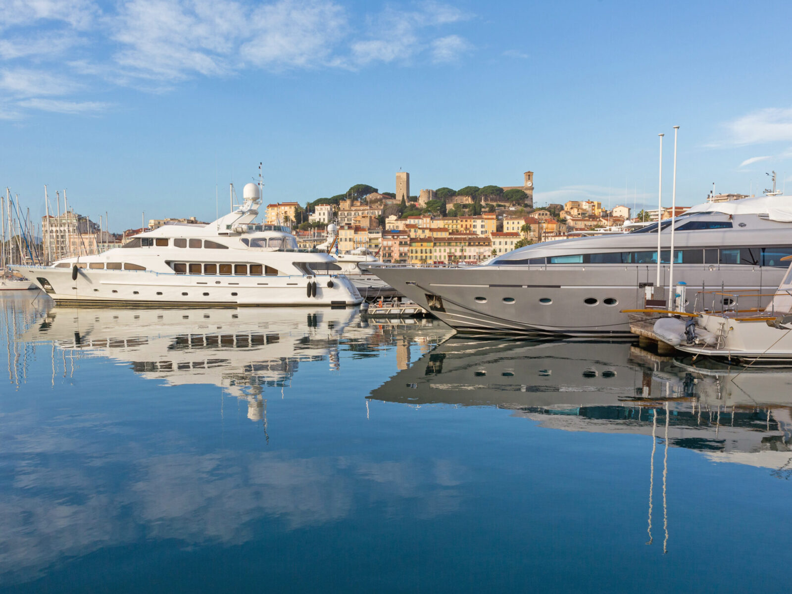Luxury,Yachts,Moored,In,Marina,Cannes,France