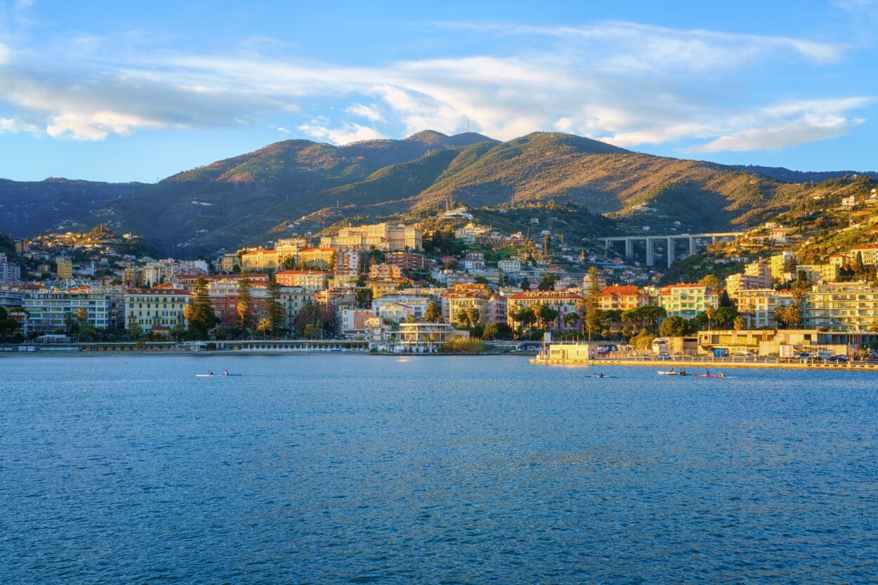 Panoramic,View,Of,Sanremo,Or,San,Remo,From,The,Sea,
