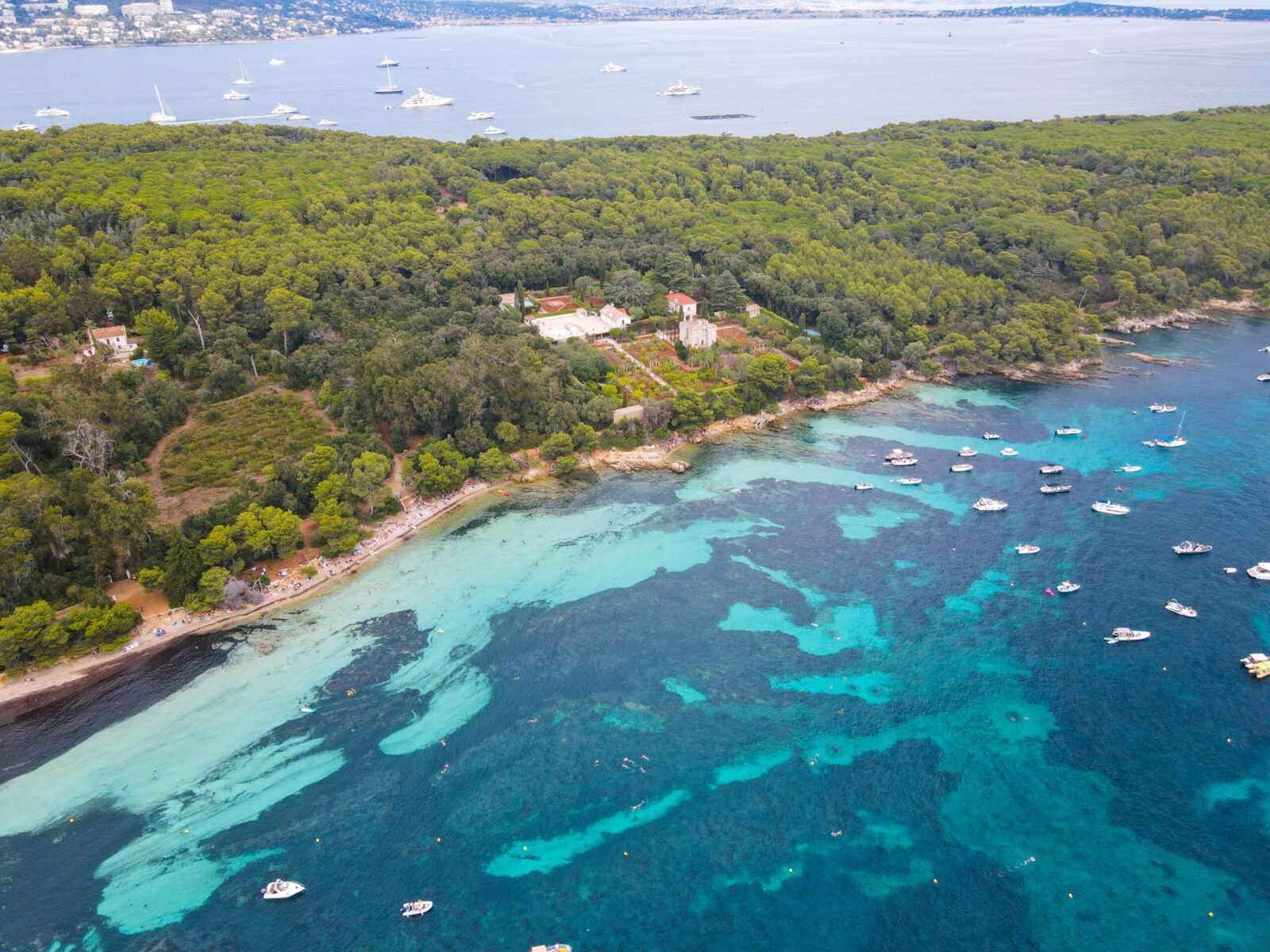 Aerial,View,Of,Yachts,Between,Ile,Sainte,Marguerite,And,Ile