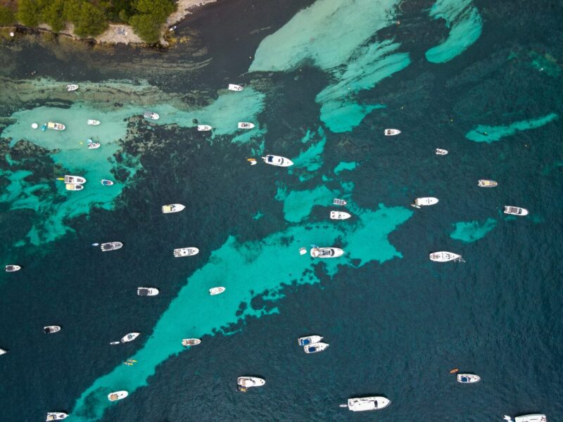 Aerial,View,Of,Yachts,Between,Ile,Sainte,Marguerite,And,Ile